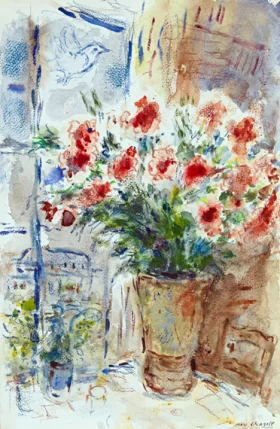 Bouquet Rouge au Quai D'anjou by Marc Chagall (Inspired by)
