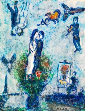 Bouquet aux Amoureux Entre Deux Rives by Marc Chagall (Inspired by)
