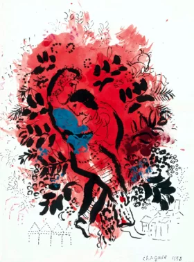Amoureux dans bouquet rouge by Marc Chagall (Inspired by)