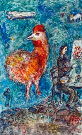 Le coq rouge et le peintre by Marc Chagall (Inspired by) Le coq rouge et le peintre by Marc Chagall (Inspired by)