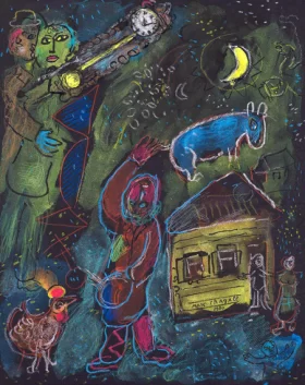 Le peintre au dessus du village by Marc Chagall (Inspired by)