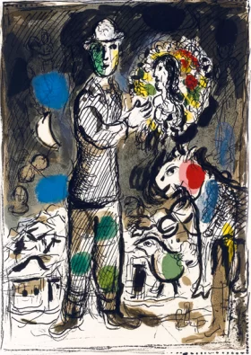 Peasant With A Bouquet by Marc Chagall (Inspired by)