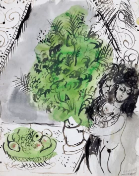 Couple et Bouquet Vert by Marc Chagall (Inspired by)