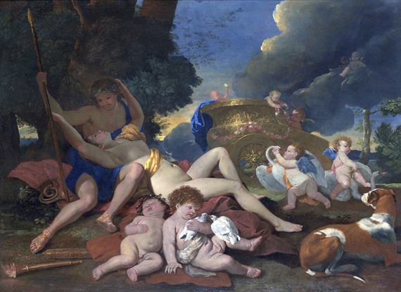 Venus and Adonis by Nicolas Poussin, oil painting reproduction on canvas Venus and Adonis by Nicolas Poussin