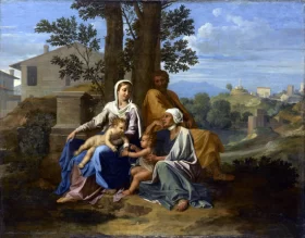 The Holy Family with Saint John and Saint Elizabeth in a landscape 1650 by Nicolas Poussin The Holy Family with Saint John and Saint Elizabeth in a landscape 1650 by Nicolas Poussin