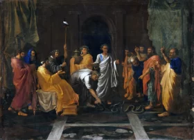Moses changing Aaron’s rod into a serpent by Nicolas Poussin Moses changing Aaron’s rod into a serpent by Nicolas Poussin