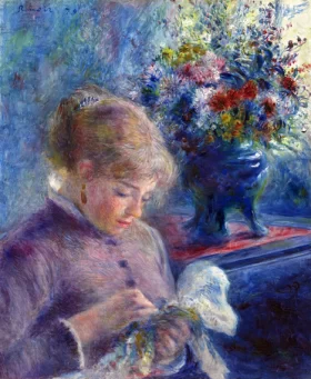 Young Woman Sewing by Pierre Auguste Renoir