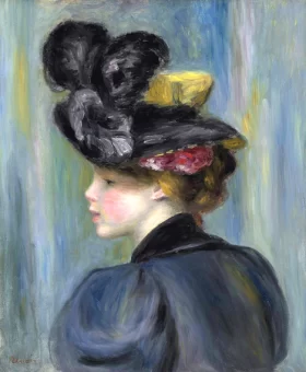 Young Woman in Black Hat, 1895 by Pierre Auguste Renoir
