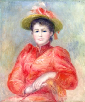 Young Woman in Red Dress 1892 by Pierre Auguste Renoir