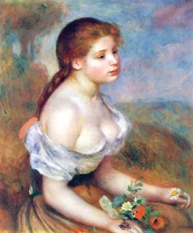 Young Girl with Daisies by Pierre Auguste Renoir Young Girl with Daisies by Pierre Auguste Renoir