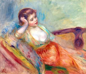 Jeune Fille Assise Sur Un Sofa by Pierre Auguste Renoir Jeune Fille Assise Sur Un Sofa by Pierre Auguste Renoir