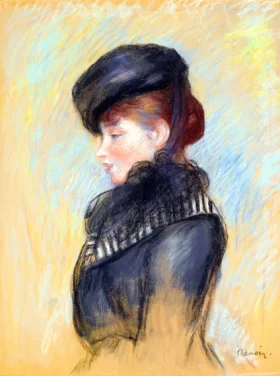 Femme a La Toque Noire 1890 by Pierre Auguste Renoir