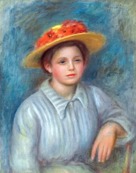 Portrait De Femme Au Chapeau Fleuri by Pierre Auguste Renoir