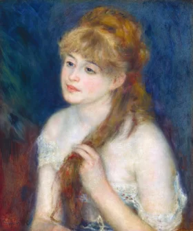 Young Woman Braiding Her Hair 1876 by Pierre Auguste Renoir Young Woman Braiding Her Hair 1876 by Pierre Auguste Renoir
