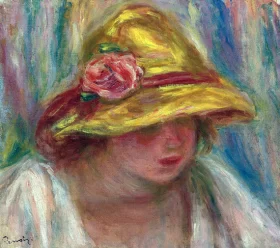 Study of a Woman in a Yellow Hat by Pierre Auguste Renoir