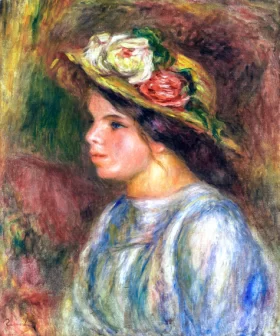 Buste De Femme, Chapeau De Paille Garni by Pierre Auguste Renoir Buste De Femme, Chapeau De Paille Garni by Pierre Auguste Renoir