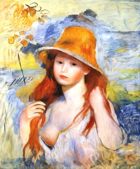 Young Girl in a Straw Hat by Pierre Auguste Renoir Young Girl in a Straw Hat by Pierre Auguste Renoir