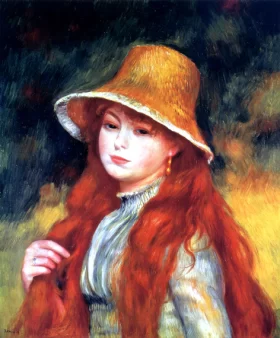 Young Girl in a Straw Hat by Pierre Auguste Renoir Young Girl in a Straw Hat by Pierre Auguste Renoir
