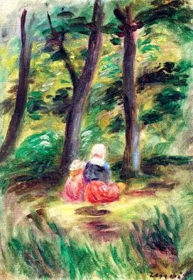 Woman and Child in a Landscape by Pierre Auguste Renoir