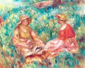 Deux Filles Dans Un Pré by Pierre Auguste Renoir
