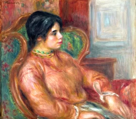 Woman in Green Armchair, Circa 1900 by Pierre Auguste Renoir