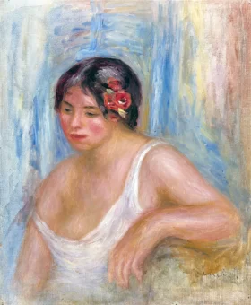 Young Woman with a Pink in Hair, 1902 by Pierre Auguste Renoir Young Woman with a Pink in Hair, 1902 by Pierre Auguste Renoir