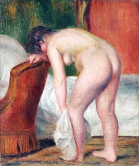 Nude Woman Standing, Wiping Her Leg, Circa 1909 by Pierre Auguste Renoir