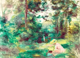 Woman Reading in a Clearing, Circa 1895 by Pierre Auguste Renoir