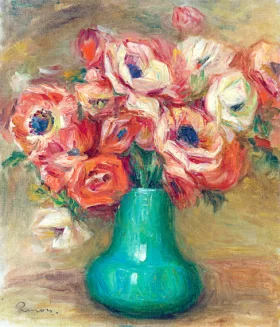 Anémones Dans Un Vase Vert by Pierre Auguste Renoir