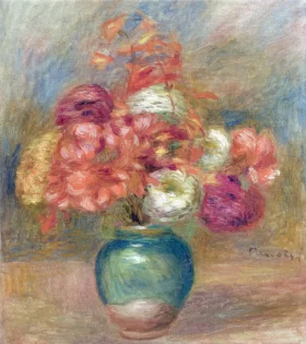 Bouquet De Fleurs Dans Un Vase Vert by Pierre Auguste Renoir