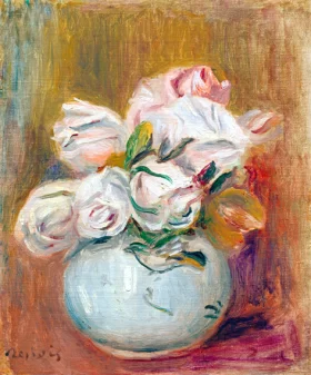 Roses Blanches Dans Un Vase by Pierre Auguste Renoir