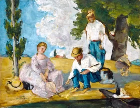 Picnic on a Riverbank by Paul Cezanne