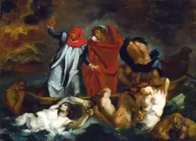 D'après Delacroix- La Barque De Dante 1870 by Paul Cezanne