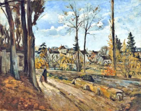 Vue De Louveciennes, D'après Pissarro 1872 by Paul Cezanne