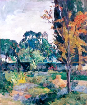 Landscape with Tower 1875 by Paul Cezanne