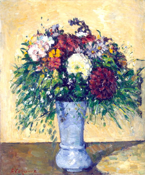 Flowers in a Blue Vase by Paul Cezanne, oil painting reproduction on canvas Flowers in a Blue Vase by Paul Cezanne