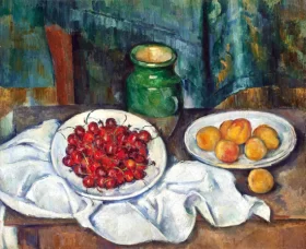 Still Life with Cherries and Peaches by Paul Cezanne