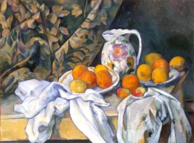 Still Life with a Curtain 1895 by Paul Cezanne