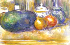Still-Life with a Watermelon and Pomegranates by Paul Cezanne