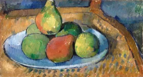 Plate of Fruit on a Chair by Paul Cezanne