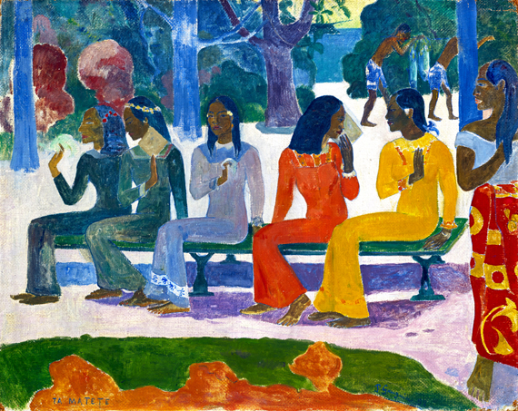 Ta Matete (We Shall Not Go to the Market Today) by Paul Gauguin, oil painting reproduction on canvas Ta Matete (We Shall Not Go to the Market Today) by Paul Gauguin