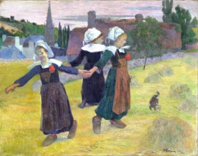 Breton Girls Dancing, Pont-Aven by Paul Gauguin Breton Girls Dancing, Pont-Aven by Paul Gauguin