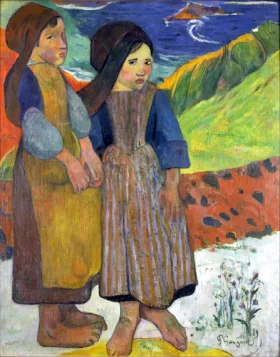 Two Breton Girls By the Sea by Paul Gauguin Two Breton Girls By the Sea by Paul Gauguin
