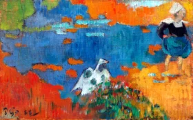 Bretonne Et Oie Au Bord De L'Eau by Paul Gauguin Bretonne Et Oie Au Bord De L'Eau by Paul Gauguin
