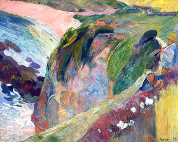 The Flageolet Player on the Cliff by Paul Gauguin, oil painting reproduction on canvas The Flageolet Player on the Cliff by Paul Gauguin