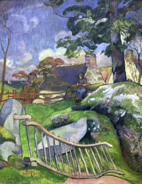 The Wooden Gate Or, the Pig Keeper by Paul Gauguin The Wooden Gate Or, the Pig Keeper by Paul Gauguin