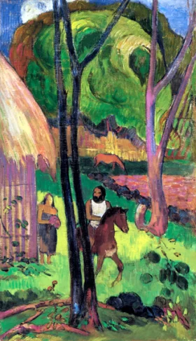 Cavalier Devant La Case by Paul Gauguin Cavalier Devant La Case by Paul Gauguin