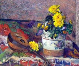 Dahlias Et Mandoline by Paul Gauguin Dahlias Et Mandoline by Paul Gauguin