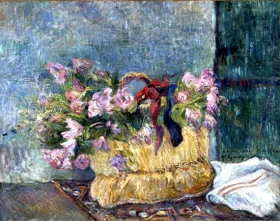 Still Life with Moss Roses in a Basket by Paul Gauguin Still Life with Moss Roses in a Basket by Paul Gauguin