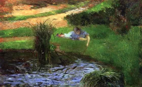 Little Girl Playing, or Pond with Ducks by Paul Gauguin Little Girl Playing, or Pond with Ducks by Paul Gauguin
